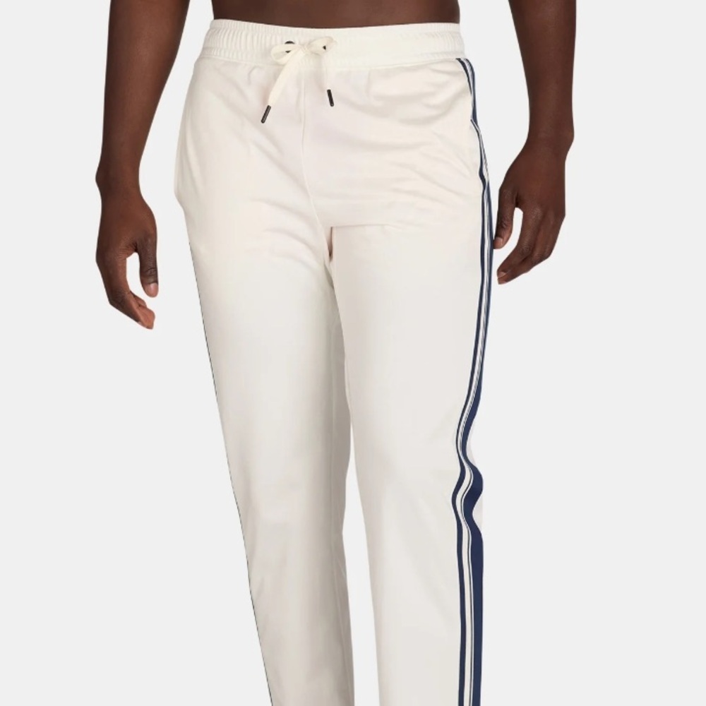 Athletic Works Men's White Track Pants With Blue Strips